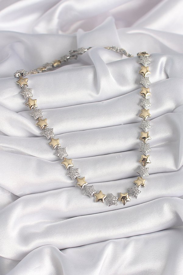 Ethab Giyim Pirinç Mix Renk Zirkon Taşlı Yıldız Model Vıp Exclusive Seri Kadın Kolye 5886 - Glst7598-8625