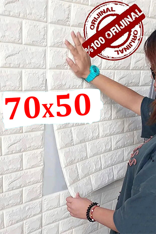Bien Home 70x54 Cm Beyaz Kendinden Yapışkanlı Esnek Köpük Duvar Kağıdı Paneli 3d Boyutlu Tuğla Desen