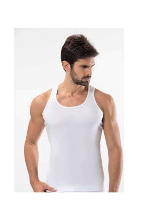 Ethab Ticaret Glb-Stl41414 3 Adet Tutku Ribana Spor Erkek Beyaz Atlet 0118