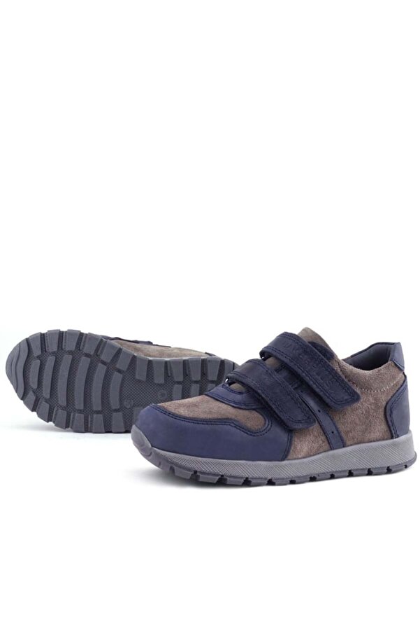 Ortopedi̇kal Rakerplus 3750 3750-Lgr % 100 Deri̇ Cırtlı Laci̇vert Gri̇ Sneaker Çocuk Spor Ayakkabı