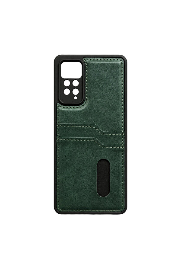 Evi̇mdeyokyok Xi̇aomi̇ Redmi̇ Note 12 Pro 4G Kılıf Sara Kartvi̇zi̇tli̇ Deri̇ Kılıf - Koyu Yeşi̇l