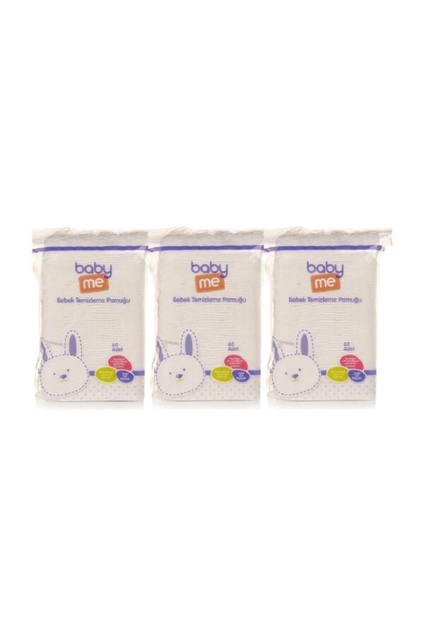 Baby&Me Bebek Temizleme Pamuğu 3 Lü Paket 60 Adetli