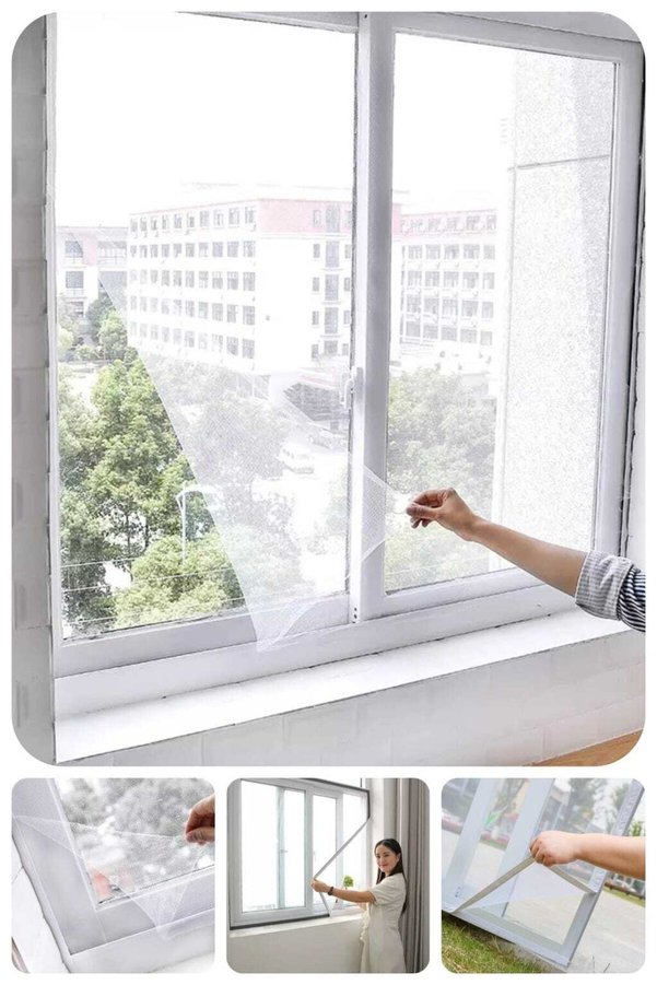 Genel Markalar Sineklik Kendinden Yapışkanlı 100x150 Cm Ölçülü Pencere Sineklik 5 Metre Bant Hediyeli