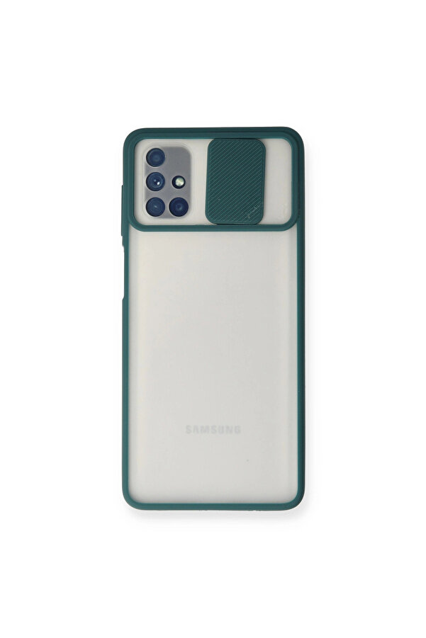 Evi̇mdeyokyok Samsung Galaxy M51 Kılıf Palm Buzlu Kamera Sürgülü Si̇li̇kon - Yeşi̇l