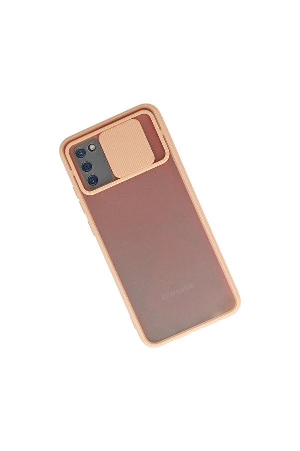 Evi̇mdeyokyok Samsung Galaxy A02S Kılıf Palm Buzlu Kamera Sürgülü Si̇li̇kon - Pembe