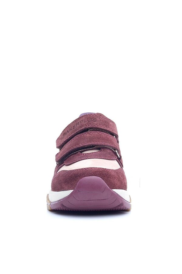 Ortopedi̇kal 3880 Rakerplus Haki̇ki̇ Deri̇ Bordo Pembe Mor Çocuk Sneakers Spor Ayakkabı Cırtlı