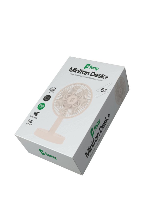 Eco Lounge Feny Fn-F75 Beyaz 3 Kademeli Hız 180Derece Dönüş 6&Quot Kanat Masaüstü Dahili 1800Mah Bataryalı Typ
