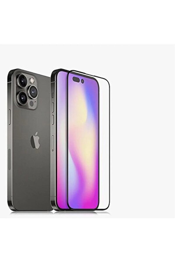 Ethab Ticaret Glb-Stl41414 Iphone 14 Pro Uyumlu 9D Tam Kaplayan Parmak Izi Bırakmayan Ekran Koruyucu Film