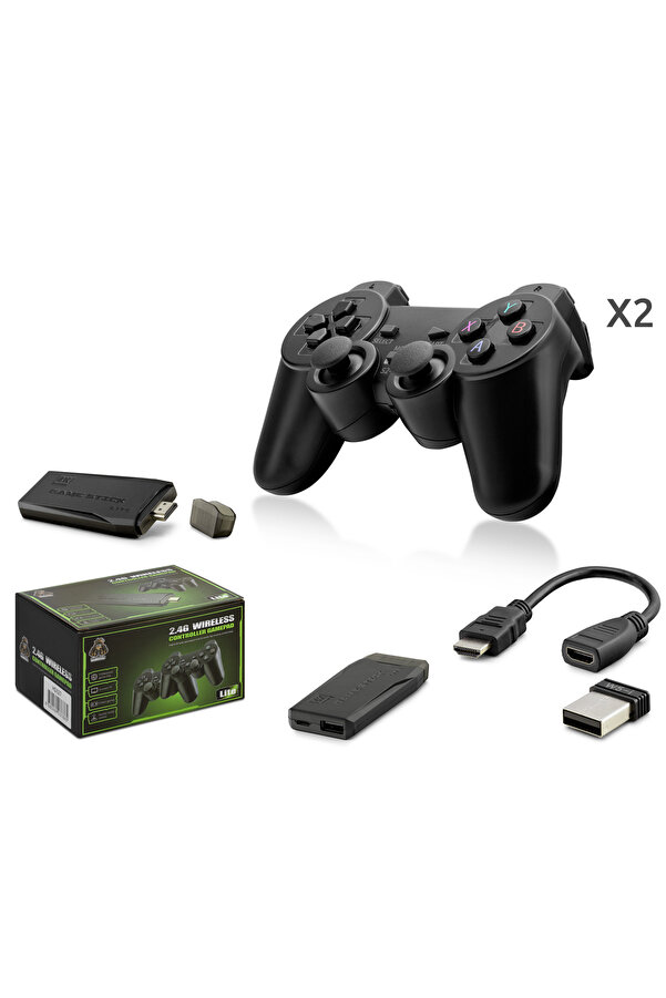 Evi̇mdeyokyok Retro Oyun Sti̇ck Hdmi̇ Çi̇ft Gamepad Seti̇ 2.4G Kablosuz - Si̇yah Hd327