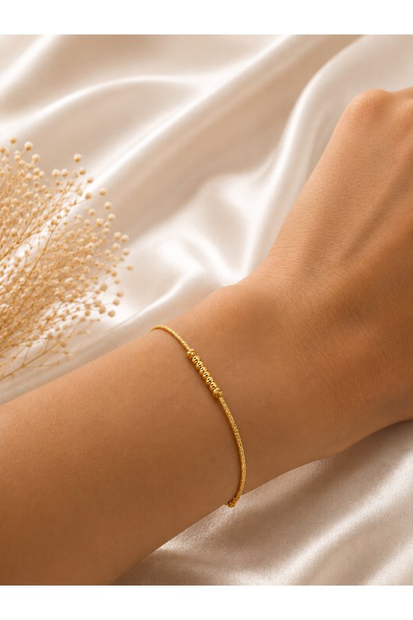 Mustafaseydin 14 Ayar Süper Altılı 2.5MM Dorika Toplu İpli Bileklik 0.06 Gram - Kırmızı Siyah Pembe Mor Mavi Altın Rengi Şans Bilekliği
