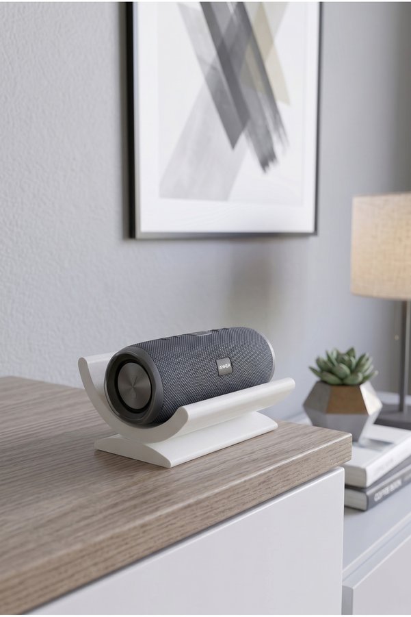 Orvenheim Silindirik Taşınabilir Bluetooth Hoparlör Masaüstü Standı: Minimalist Dekoratif Beyaz Şık Tutucu