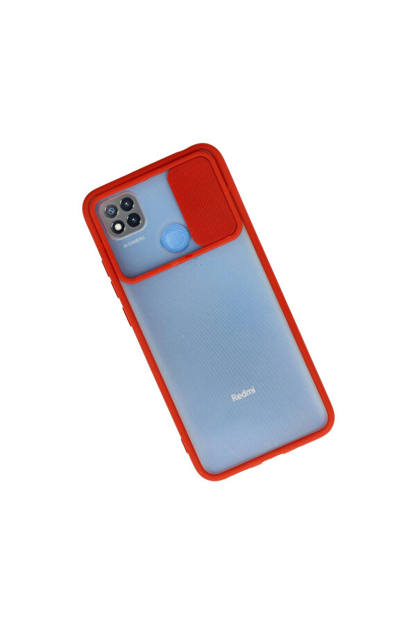 Evi̇mdeyokyok Xi̇aomi̇ Redmi̇ 9C Kılıf Palm Buzlu Kamera Sürgülü Si̇li̇kon - Kırmızı