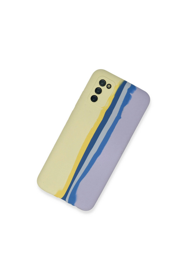 Evi̇mdeyokyok Samsung Galaxy A03S Kılıf Ebruli̇ Lansman Si̇li̇kon - Sarı-Li̇la