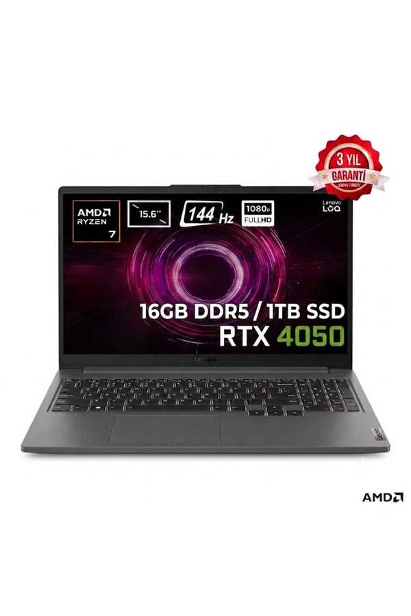 LENOVO Loqe 83S000DXTR AMD Ryzen 7-170 16GB DDR5 1TB SSD RTX 4050 6GB 15.6 Inç Full HD 144Hz IPS Freedos Gaming Laptop