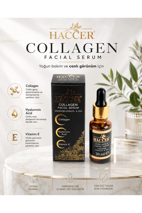 Haccer Hyaluronik Asitli Doğal Kolajen Serum 30 ml Yüz Serumu
