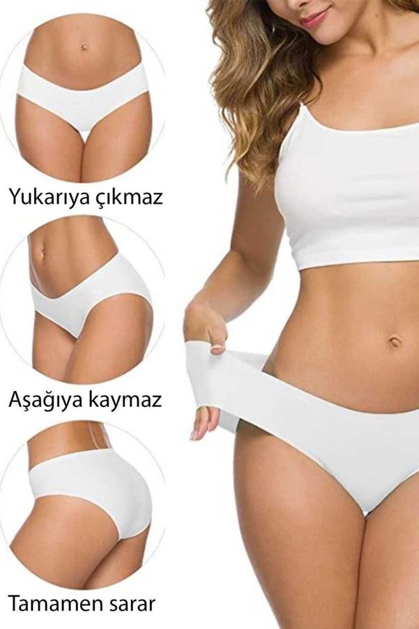 Ethab Ticaret Glb-Stl41414 8 Adet Kadın Dikişsiz Lazer Kesim Esnek İz Yapmayan Külot S5