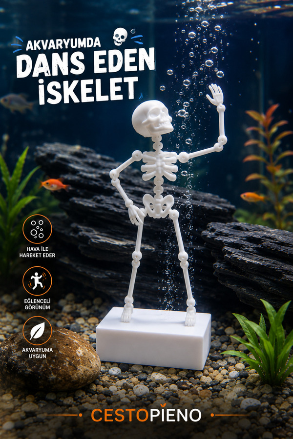 CESTOPİENO Hareketli Akvaryum İskeleti Hava Motoru ile Çalışan Dans Eden Dekor