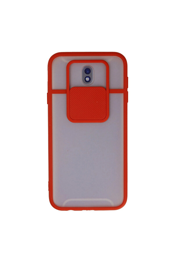 Evi̇mdeyokyok Samsung Galaxy J7 Pro / J730 Kılıf Palm Buzlu Kamera Sürgülü Si̇li̇kon - Kırmızı