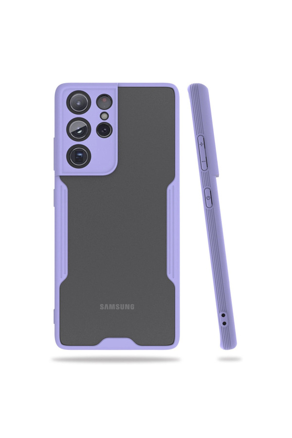 Evi̇mdeyokyok Samsung Galaxy S21 Ultra Kılıf Plati̇n Si̇li̇kon - Li̇la