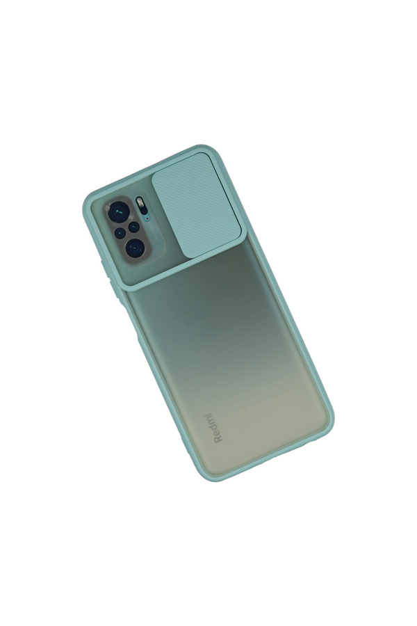 Evimdeyokyok Xiaomi Redmi Note 10 Kılıf Palm Buzlu Kamera Sürgülü Silikon - Turkuaz