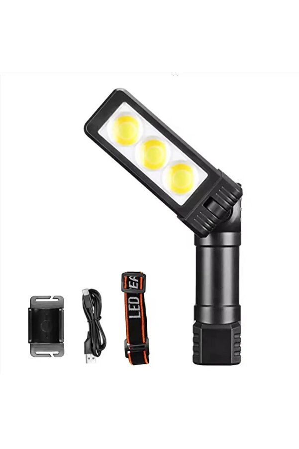 Evi̇mdeyokyok Gold Si̇lver Gs-225 3 Led Usb Şarjlı Çok Fonksi̇yonlu Kafa Feneri̇