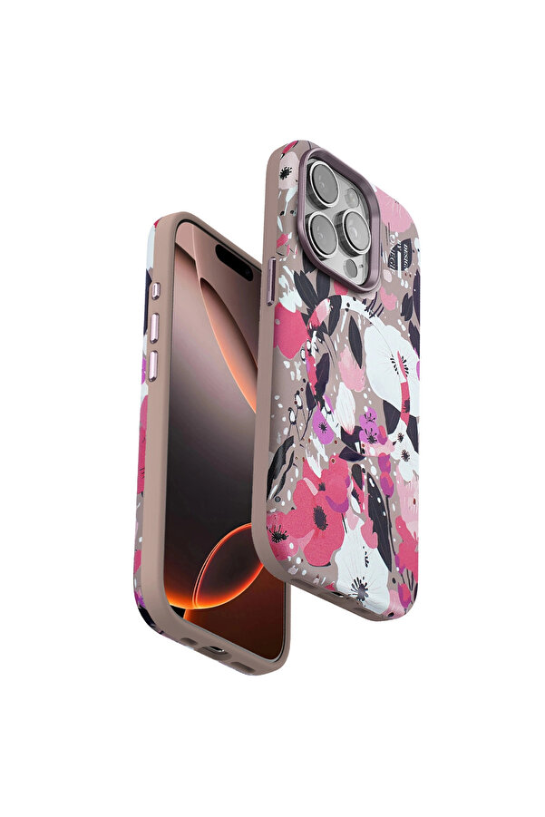 Evi̇mdeyokyok Onegi̇f Apple İphone 15 Pro Max Flower Seri̇es Magsafe Kapak - Pembe