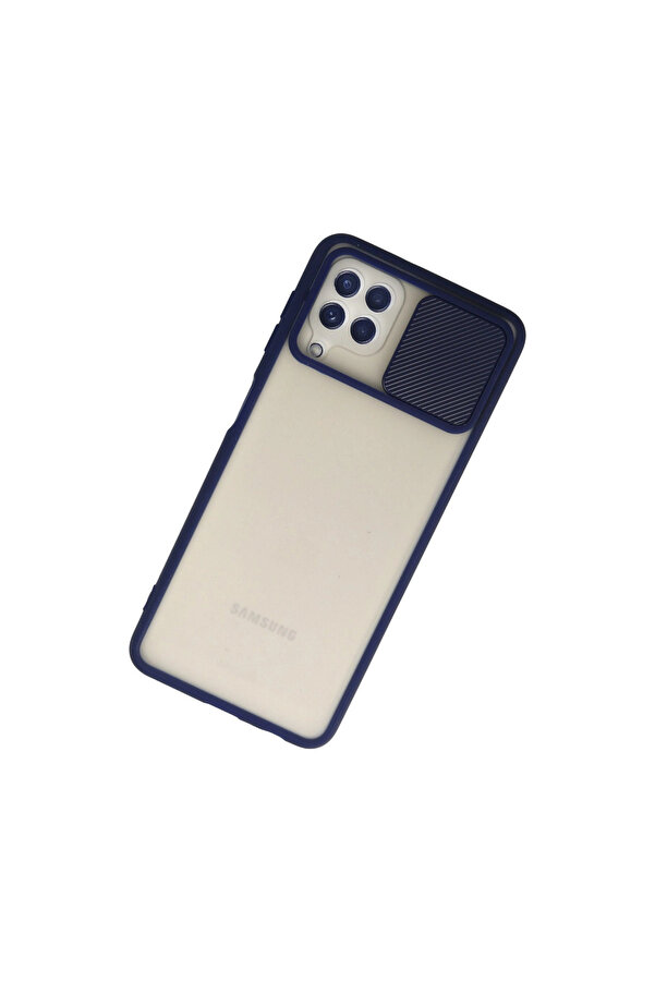 Evi̇mdeyokyok Samsung Galaxy A22 Kılıf Palm Buzlu Kamera Sürgülü Si̇li̇kon - Laci̇vert