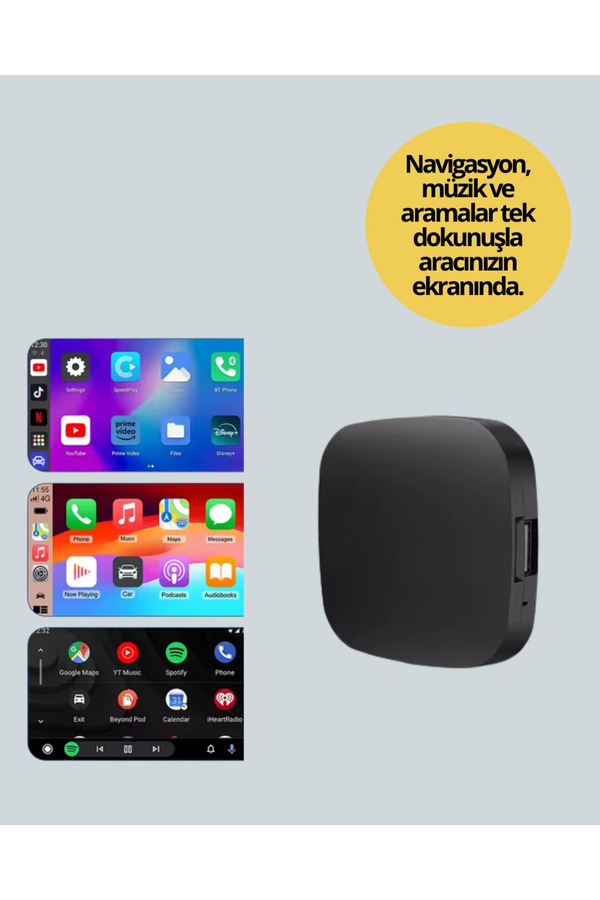 Eco Lounge Bluetooth 5.0 Kablosuz Androi̇d Auto Araç İçi̇ Adaptör Yeni̇ Nesi̇l