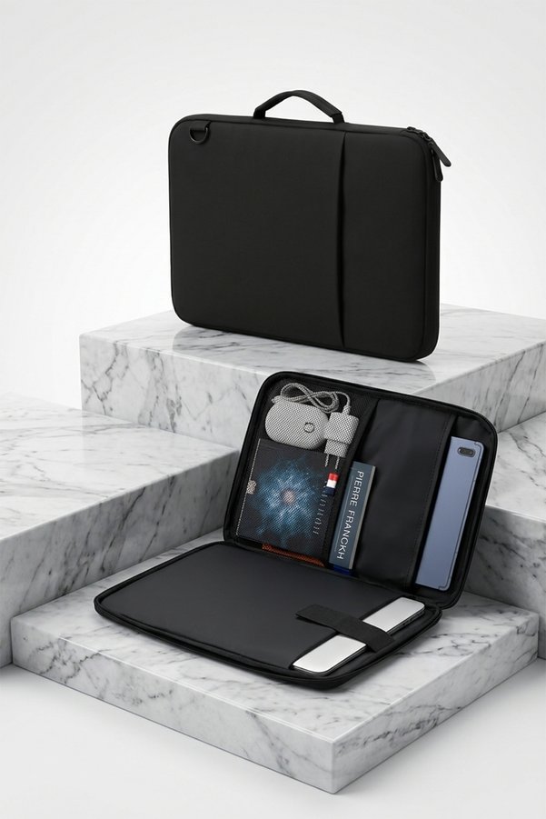 D'VERS Suya Dayanıklı 9-12.9 Inç 13-14.9 Inç ve 15-16.9 Inç Uyumlu Siyah Çok Amaçlı Laptop ve Tablet Bölmeli El Omuz Organizer Evrak Laptop Çantası