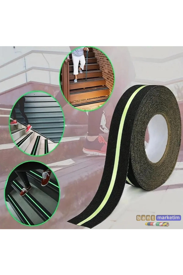Evi̇mdeyokyok Fosforlu Kaydırmaz Bant 50Mmx25Mt Yeşi̇l Fosforlu Merdi̇ven Bandı 50Mm Fotolümenli̇