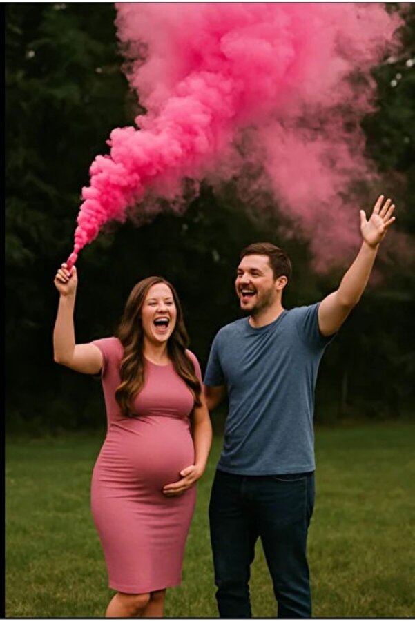 İRHANLAR 2 Adet Bebek Cinsiyeti Belirleme Partisi Pembe Sis Cinsiyet Belirleme Pembe Duman Bombası