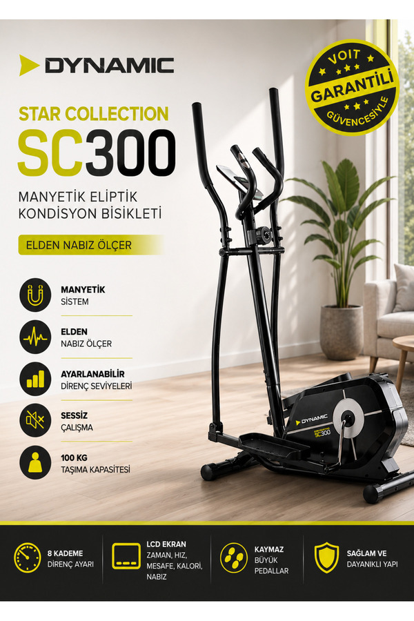 Dynamic Voit Garantili Star Collection Sc300 Manyetik Eliptik Kondisyon Bisikleti Elden Nabız Ölçer