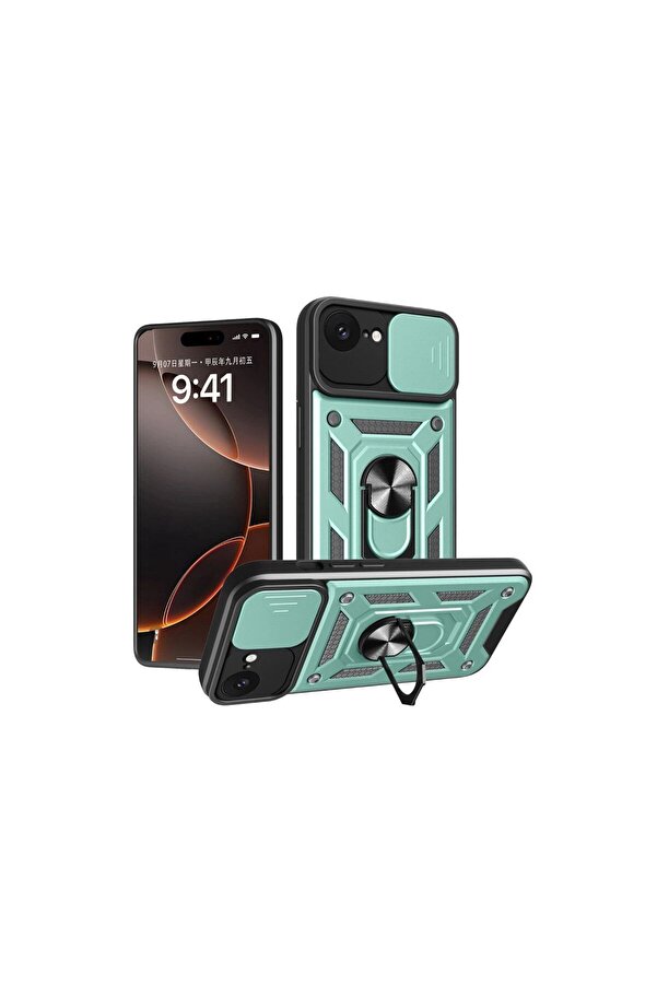 Ethab Ti̇caret Glb-Stl41414 İphone 16E Kılıf Pars Lens Yüzüklü Si̇li̇kon - Yeşi̇l