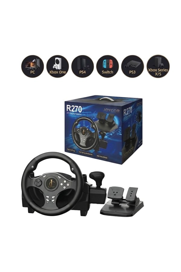 JOYCOR R270 Oyuncu Direksiyon Seti 270 Derece Dönüş - PC PS4 PS3 Xbox One Xbox Series X/S Uyumlu