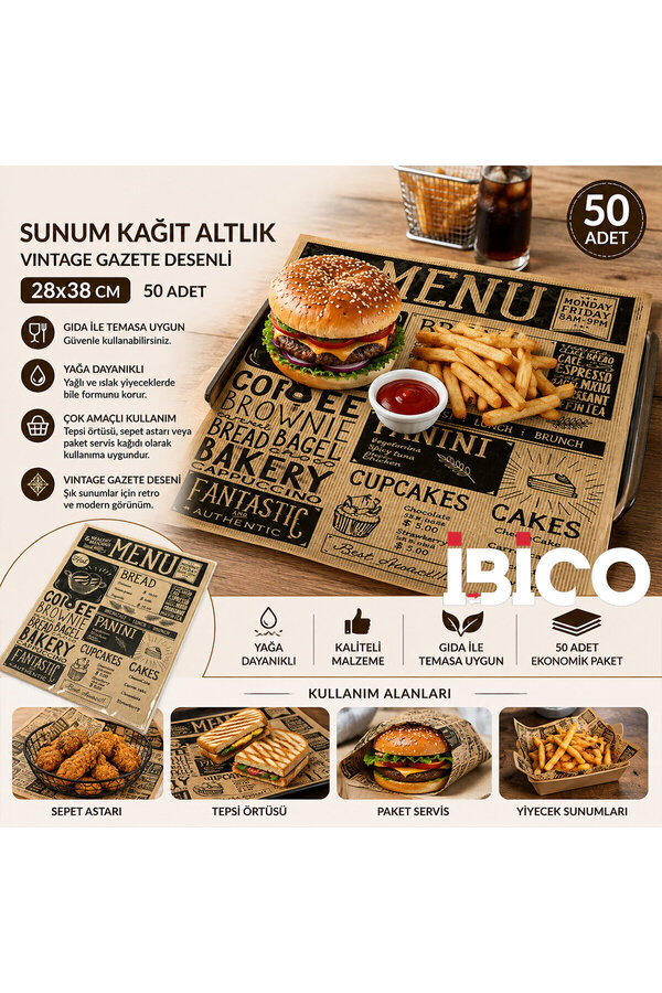 Go İthalat 50Pcs Sunum Kağıt Altlık 28X38Cm () Glbl-Stl57839