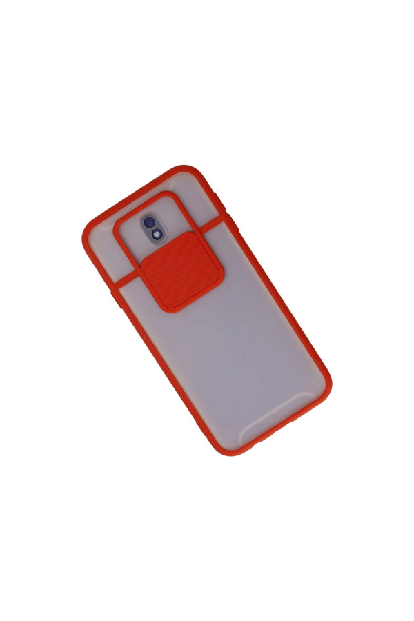 Evi̇mdeyokyok Samsung Galaxy J7 Pro / J730 Kılıf Palm Buzlu Kamera Sürgülü Si̇li̇kon - Kırmızı