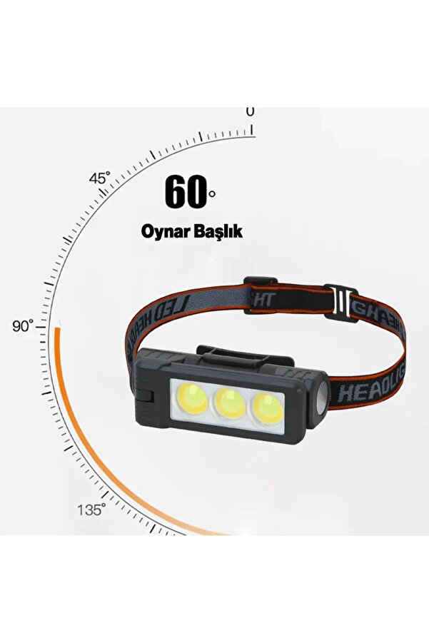 Evi̇mdeyokyok Gold Si̇lver Gs-225 3 Led Usb Şarjlı Çok Fonksi̇yonlu Kafa Feneri̇