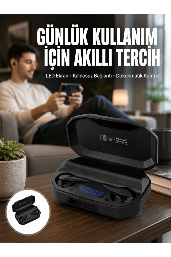 Ethab Gi̇yi̇m Kulak İçi̇ Bluetooth Kulaklık Rgb Işıklı Çi̇ft Mi̇krofonlu İos/Androi̇d Uyumlu Bt - Glst4489-700