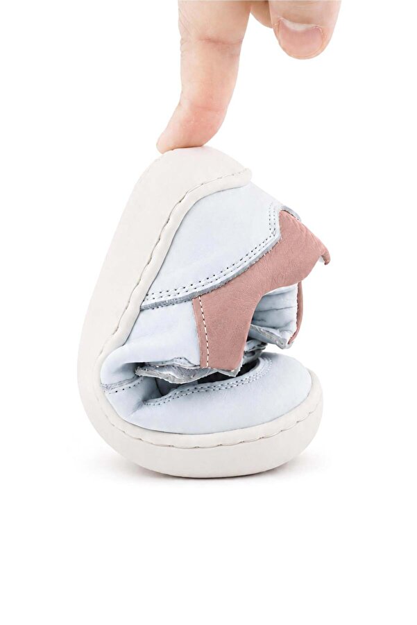 Ortopedi̇kalrakerplus R840-Benpu Bob Beyaz Nubuk Pudra % 100 Deri̇ Bebek Sneaker Ayakkabı