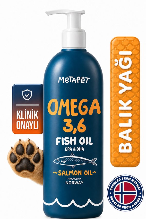 Metapet Köpekler için Somon Balık Yağı Omega 3 Takviyesi Tüy Döküm Önleyici Vitamini Tüy Dökme Engelleme