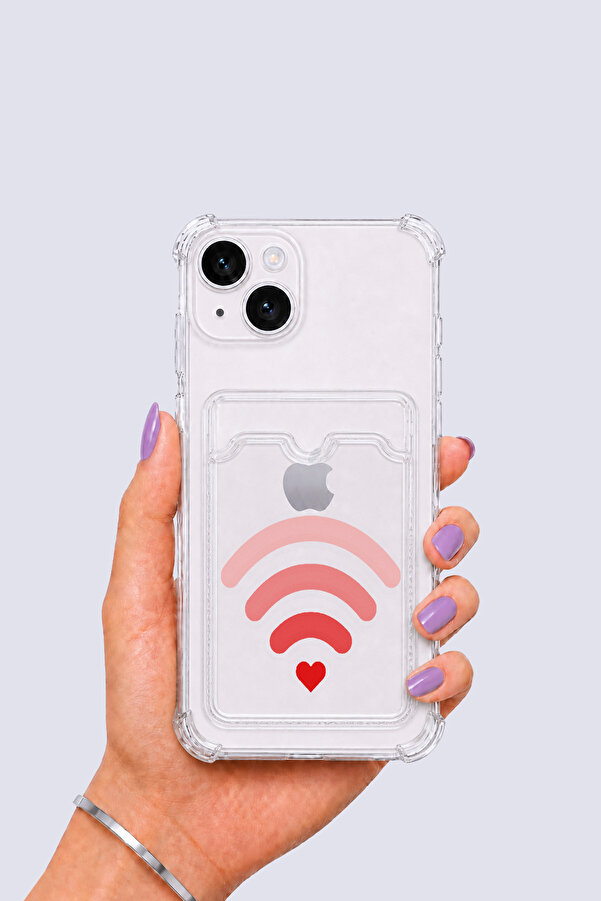 Dolozena İphone 15 Kartlıklı Aşk Si̇nyali̇ Desenli̇ Kılıf