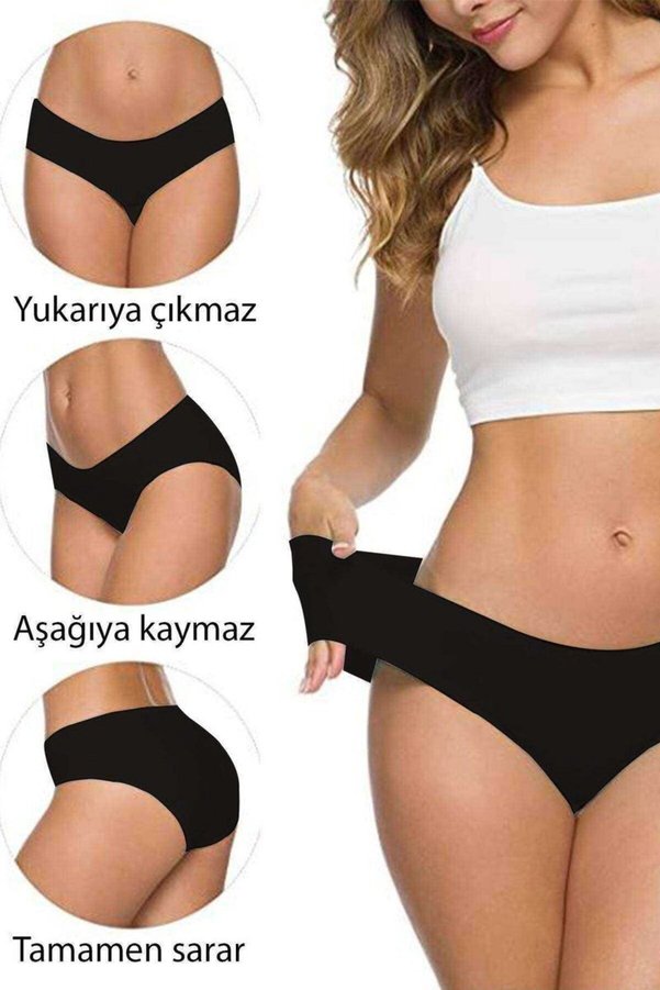Ethab Ticaret Glb-Stl41414 3 Adet Kadın Dikişsiz Lazer Kesim Esnek İz Yapmayan Külot S4