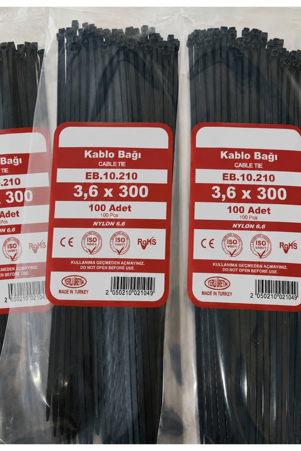 NEXTRA 3.6X300 Plastik Cırt Kelepçe Kablo Bağı Siyah 100'Lu Paket