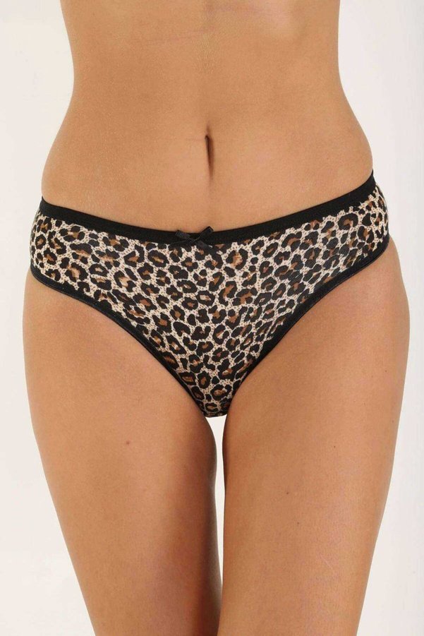 Ethab Ticaret Glb-Stl41414 6 Adet Likralı Kadın Slip Külot Leopar Ten Yeşil