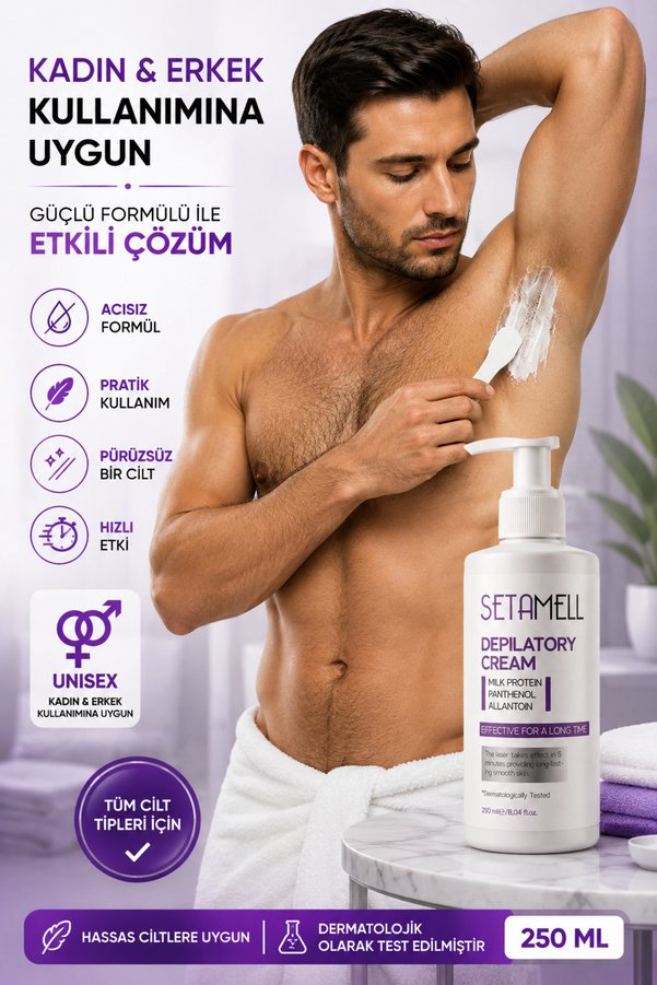 Setamell Lazer Etkili Tüy Dökücü Krem 250 ml Özel Formul