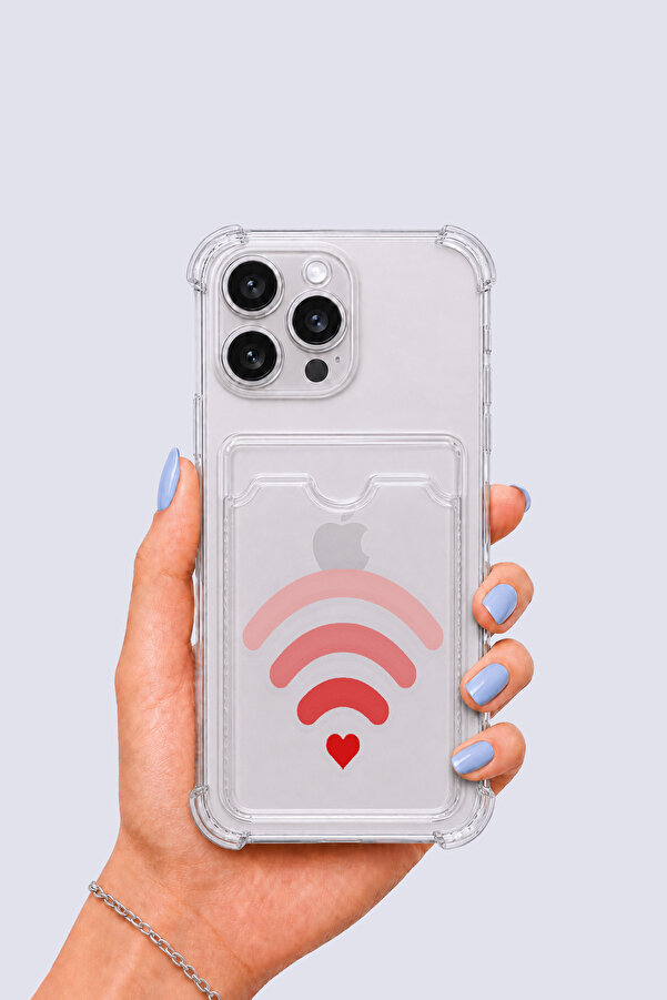 Eldenör İphone 15 Pro Max Kartlıklı Aşk Si̇nyali̇ Desenli̇ Kılıf
