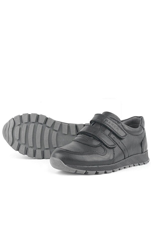 Ortopedi̇kal Rakerplus 3750-S1 % 100 Deri̇ Cırtlı Si̇yah Sneaker Çocuk Spor Ayakkabı
