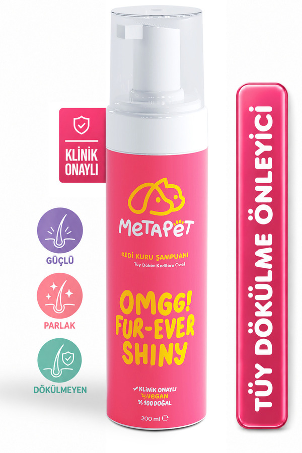 Metapet Kediler için Tüy Dökülmesini Önleyici Kuru Şampuanı Tüy Dökümü Dökme Engelleyici Yıkama ve Bakım