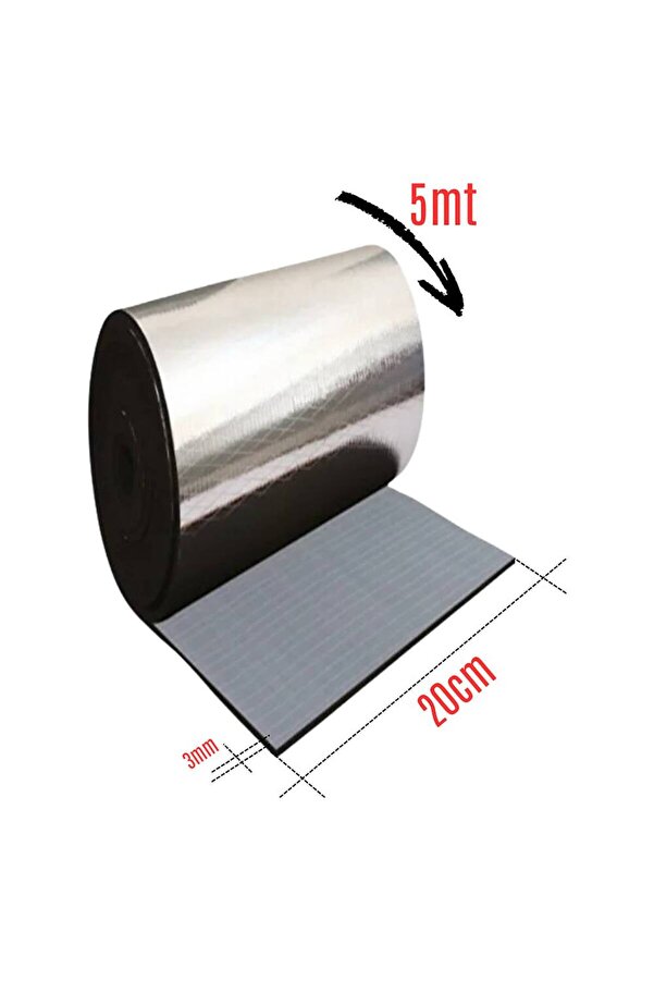 Evi̇mdeyokyok Araç Oto Ses Isı Yalıtım Bandı 3Mm X 20Cm X 5 Metre Alümi̇nyum Folyolu Kauçuk İzolasyon Bantı