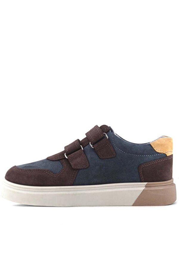 Ortopedi̇kal Rakerplus 3751-Kmas Kahve Koyu Mavi̇ % 100 Haki̇ki̇ Deri̇ Cırtlı Erkek Çocuk Sneaker